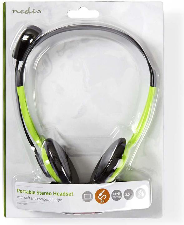 Produktbild Nedis PC-Headset | Auf Ohr | Stereo | 2x 3.5 mm | Klappbarer Mikrofon | 2.00 m | Grün (Kabelgebunden)