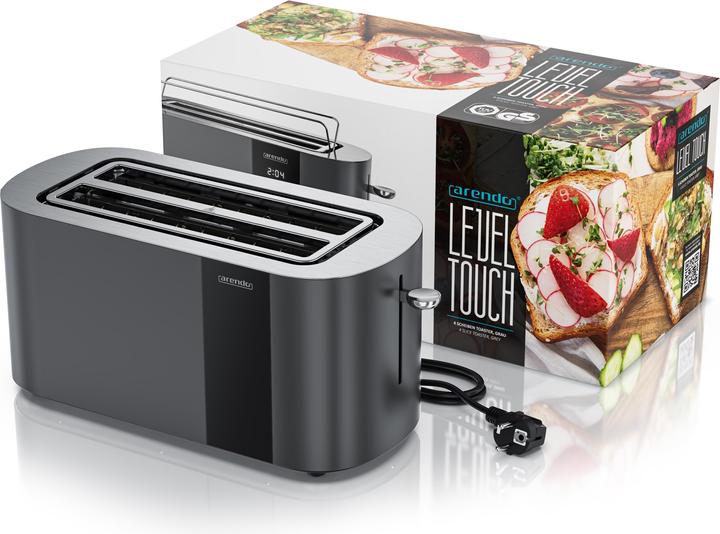 Actual product image Arendo Toaster Edelstahl 4 Scheiben Langschlitz, Touch Display, Bräunungsgrad & Restzeitanzeige, 1500 W (EU plug)
