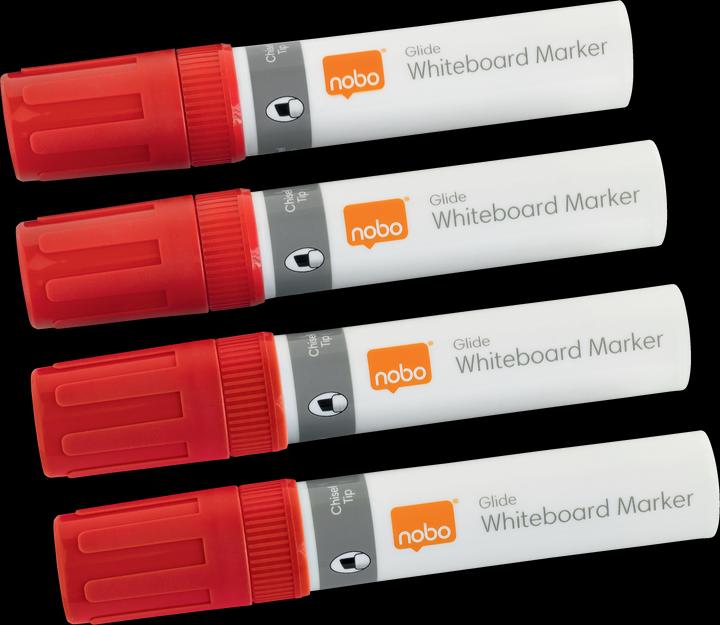 Actual product image Nobo Glide Whiteboard Pen (Red, 10 mm, 4 x)