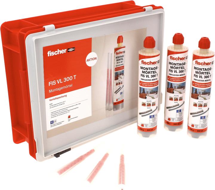 Productafbeelding Fischer Montage mortel FIS VL 300 T vinylester 2K mortel ( 558724 ) + 10x patronen + 20x statische...
