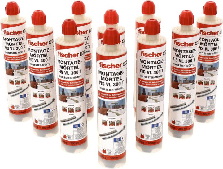 Productafbeelding Fischer Montage mortel FIS VL 300 T vinylester 2K mortel ( 558724 ) + 10x patronen + 20x statische...
