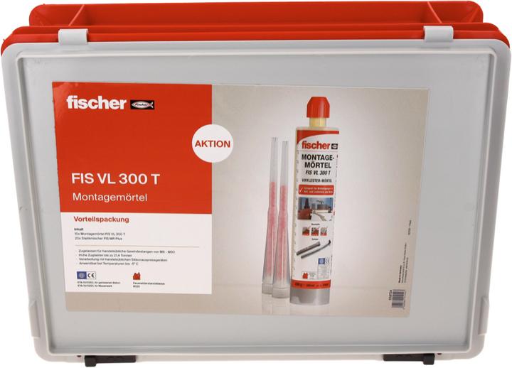 Productafbeelding Fischer Montage mortel FIS VL 300 T vinylester 2K mortel ( 558724 ) + 10x patronen + 20x statische...