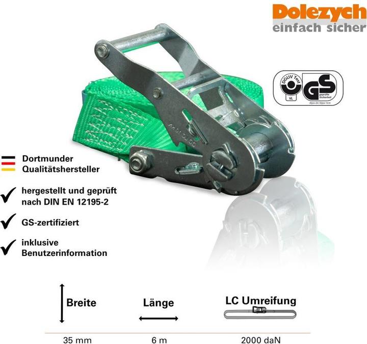Produktbild Dolezych Zurrgurt mit Ratsche 2000 daN PH L:6m