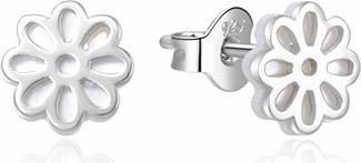 Moiss Elegant silver earrings with mother-of-pearl Flowers E0002439 (L)