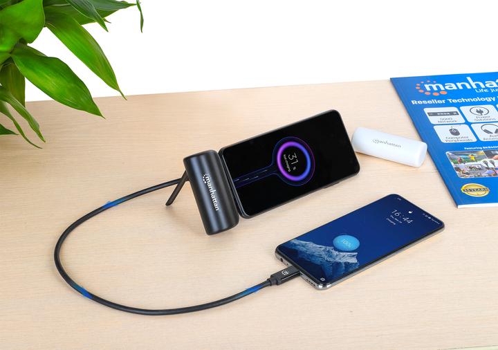 Productafbeelding Manhattan PD Powerbank 5000mAh Type-C St. 20W zwart (5000 mAh, 20 W, 20 Wh)