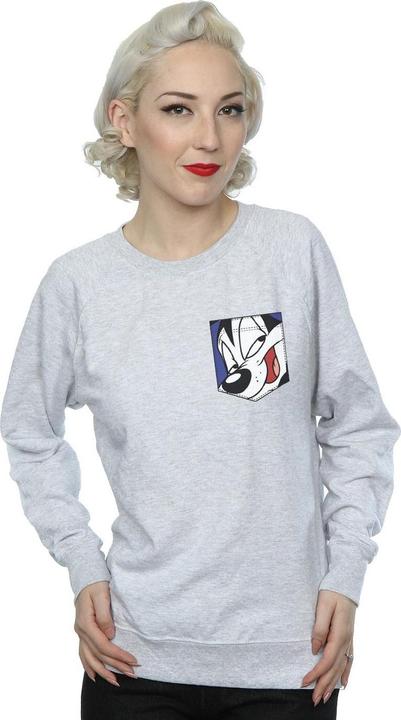 Immagine prodotto Looney Tunes Pepe Le Pew Face Faux Pocket Felpa Donna (M)