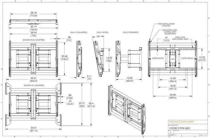 Image du produit Vogels Support mural PFW 6851 Noir (Mur, 85", 80 kg)