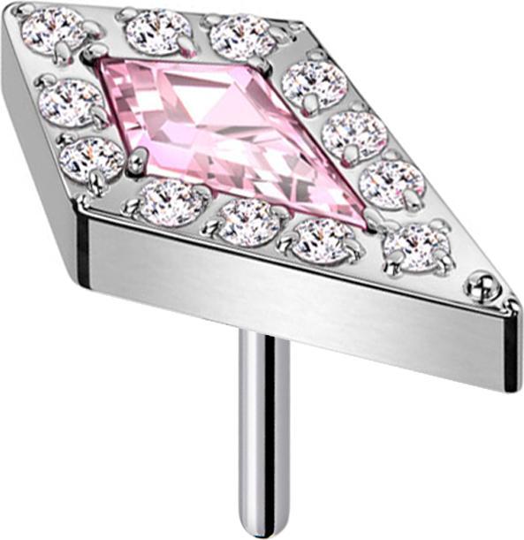 Produktbild Star Piercing Threadless Diamant silber grosser Kristall pink (ohne Messing, Titan G23)