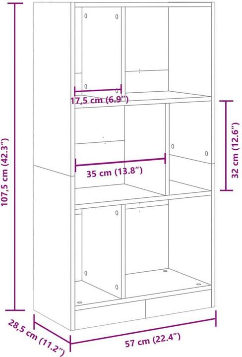 Produktbild VidaXL Bücherregal (57 x 28.5 x 107.5 cm)