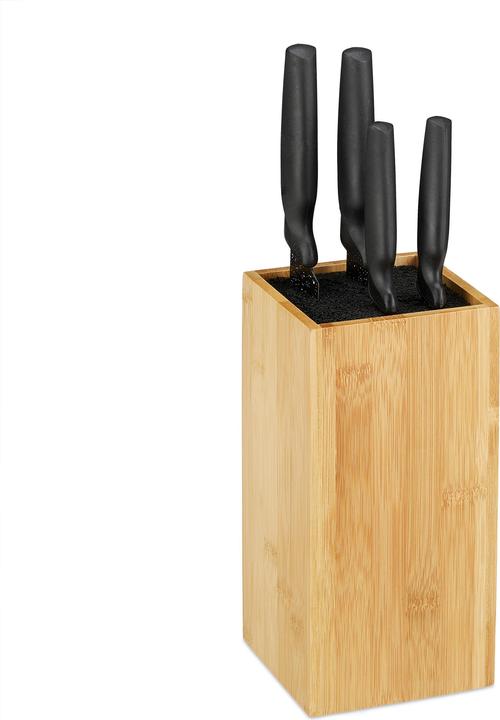 Relaxdays Bamboo Knife Block, Empty