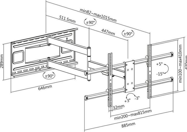 Actual product image Xantron Wandhalterung für TV Monitore 43-80" (Wall, 80", 50 kg)