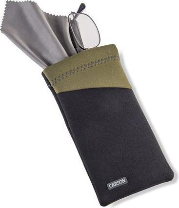 Carson Neopren-Brillentasche mit Mikrofasertuch - Schwarz/Olive