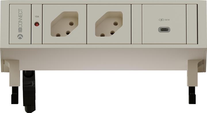 Produktbild IB Connect SUPRA Steckdoseneinheit weiss 2x Typ 13 1x USB-C 60W (2 x, USB-C, Typ 13, 0.30 m)