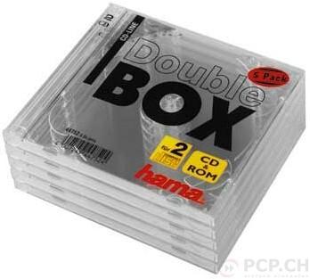 Image du produit Hama Boîte double pour CD - Boîtier cristal transparent de 5 pièces