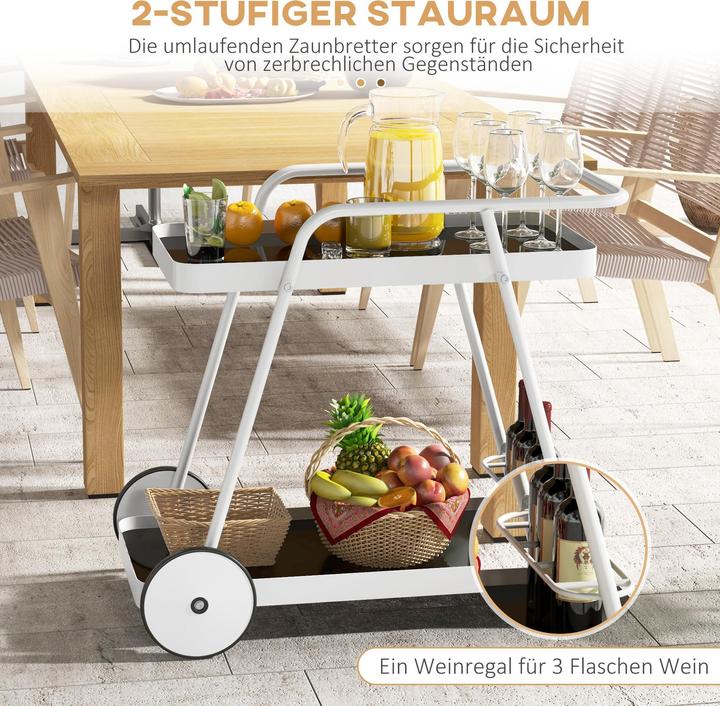 Image du produit Outsunny Chariot de jardin avec 2 niveaux, poignée et roulettes