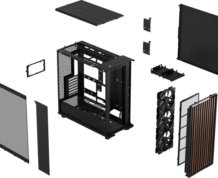 Actual product image Fractal Midi North XL RC Charcoal Black TG (Mini-ITX, ATX, E-ATX)