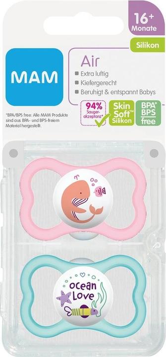 Produktbild MAM Schnuller 'Air' Wal / Ocean 2er Set (2 x, ab 16 Monaten)