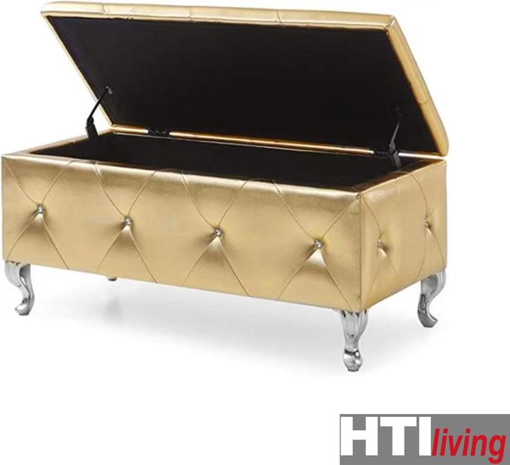 Actual product image HTI-Living Upholstered bench with chest Maribella Gold (96 cm)