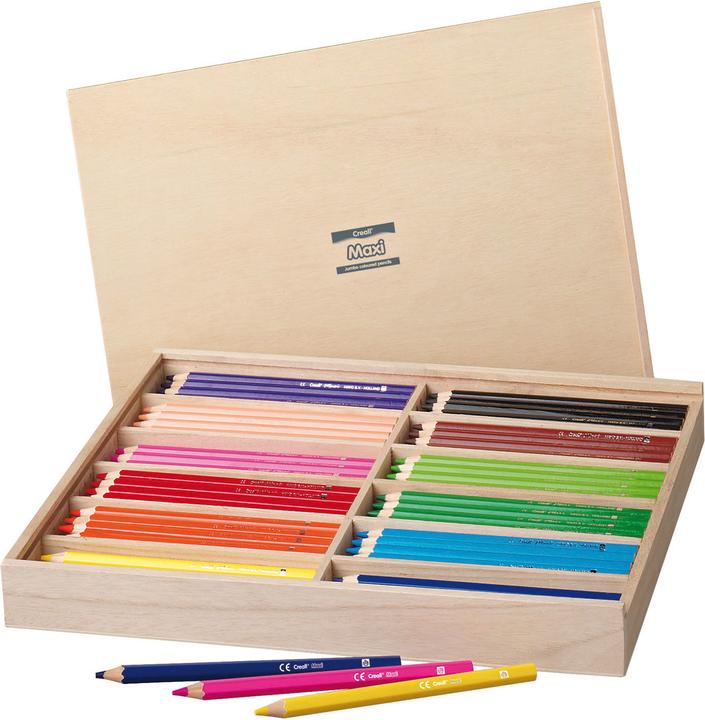 Image du produit Creall Maxi crayons de couleur dans boîte de rangement (147 x)