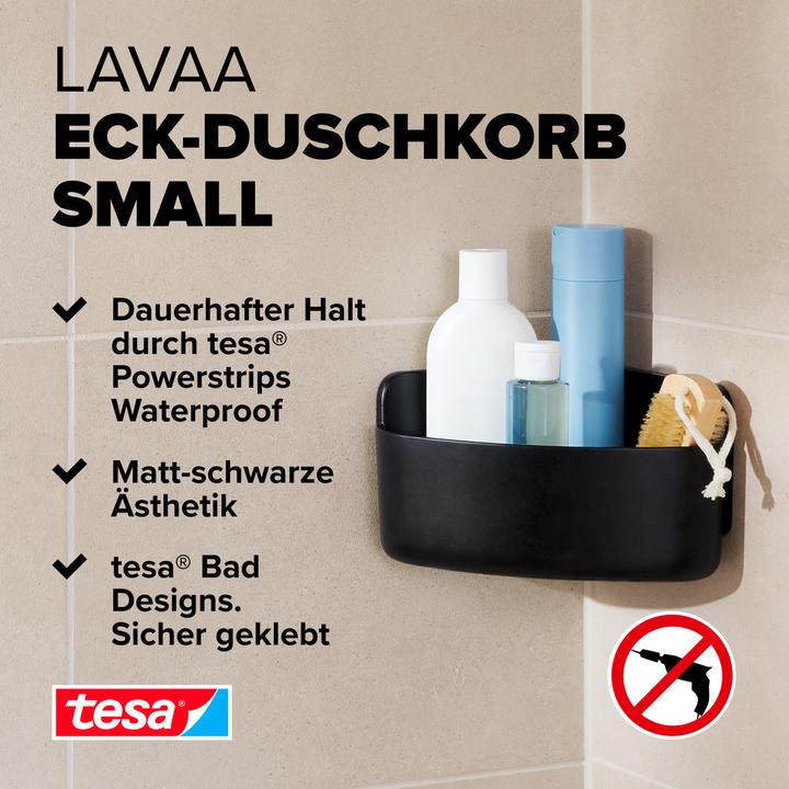 Produktbild tesa LAVAA Eck-Duschkorb, klein inkl. Klebelösung ohne Bohren