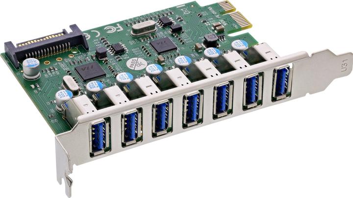 InLine Carte d'interface, 7x USB-A 3.2 Gen.1, PCIe, avec connecteur d'alimentation SATA