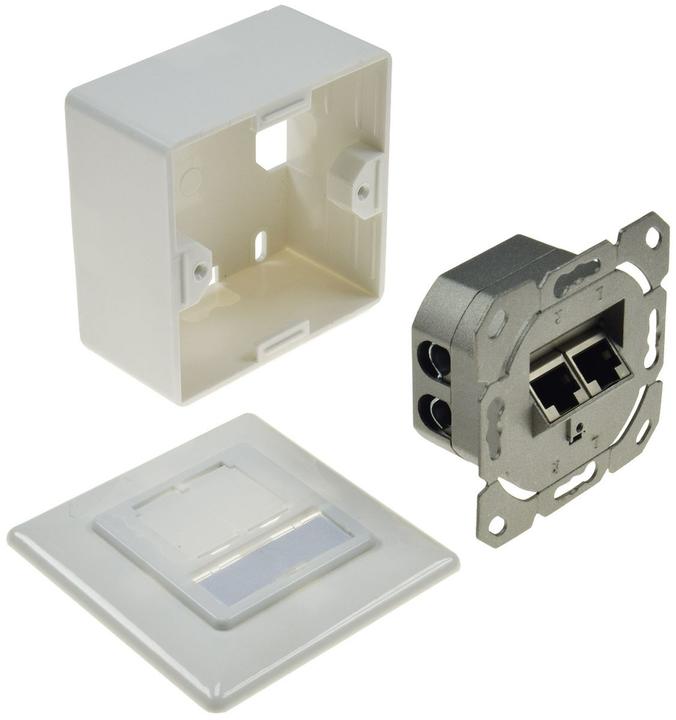 Image du produit Goobay Prise universelle CAT 6 avec cadre de montage en surface 2x prise réseau RJ45 blindée
