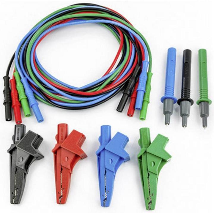 Produktbild HT Instruments Messleitungs Set bestehend aus 4 Messleitungen, Krokodilklemmen, 3 Prüfspitzen