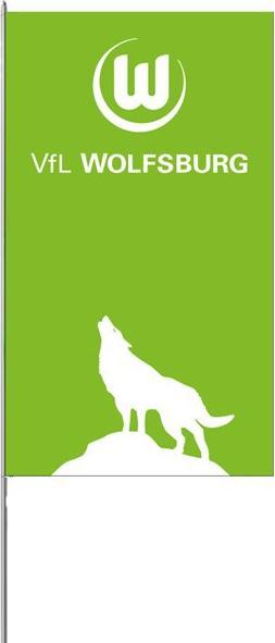 Produktbild VfL Wolfsburg Hissfahne heulender Wolf 175 x 300