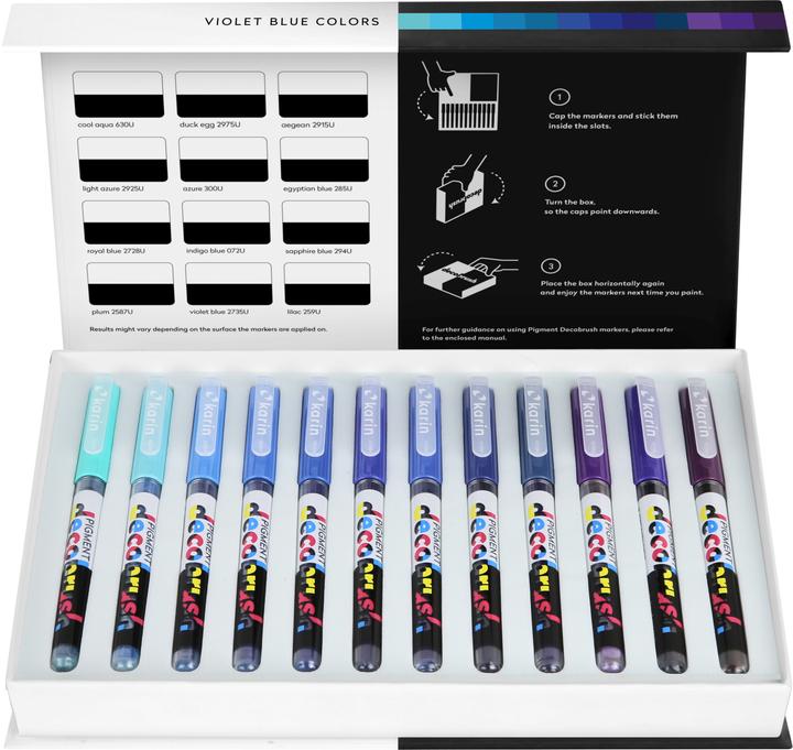 Produktbild Karin PIGMENT DECO BRUSH - Brush Marker (Violett, Hellblau, Blau, 12 x)
