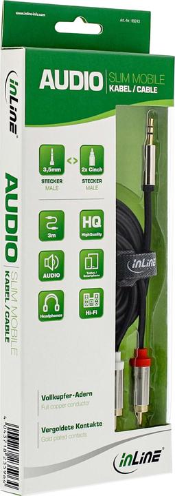 Produktbild InLine Slim Audio Kabel Klinke 3 (5 m, Cinch, 3.5mm Klinke (AUX))