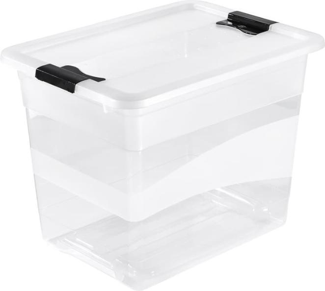 OKT Storage box "Kristall-Box", 24 litres, transparent Box and lid: natural-transparent / clips:... (24 l)