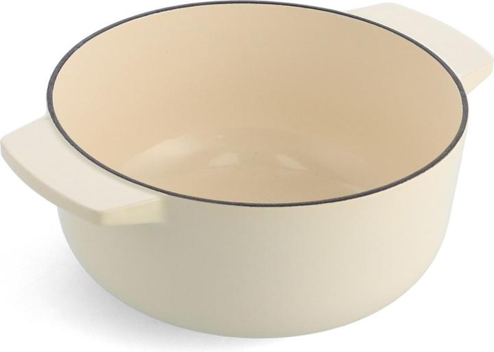 Productafbeelding KitchenAid braadpan 26cm - gemailleerd gietijzer - amandel wit - rond (26 cm, Braadpan + kasserol, Gietijzer)
