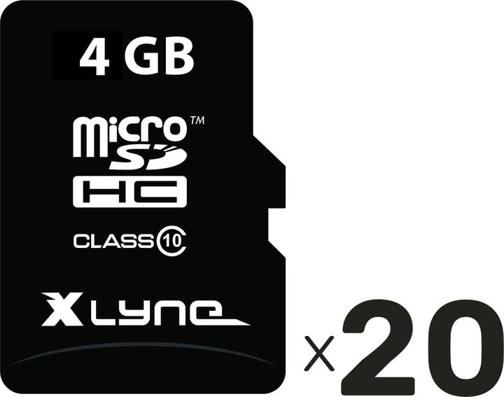 Produktbild Xlyne MicroSD-Card 4GB Bulk Class 10 +SD-Adapter 20er Pack