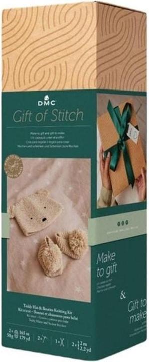 DMC Gift of Stitch Kit à tricot Bonnet & Chaussures Teddy