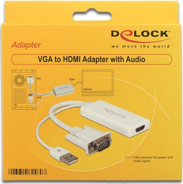 Actual product image Delock Adapter AV D-Sub (VGA) - HDMI + USB-A white (62460) (HDMI, 15.50 cm)