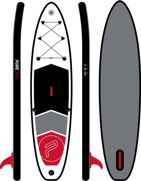 Image du produit Pure Pure2improve Stand-Up Paddle Board 4Fun Basic 320 (blanc/rouge/gris, 320cm × 76cm × 15cm, 10.6kg)