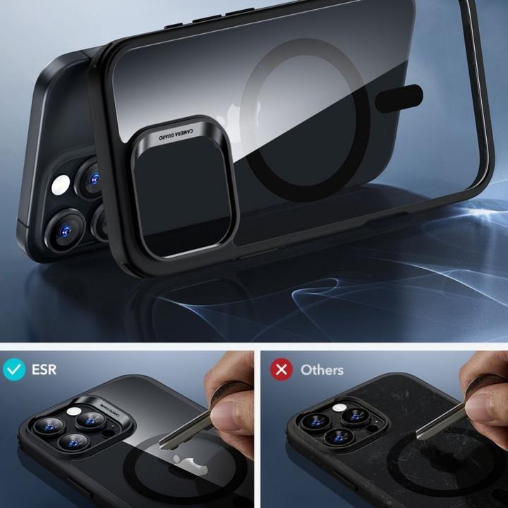 Actual product image ESR Classic Hybrid Halolock MagSafe Case + Tempered Glass for iPhone 16 Pro Max - Clear with Black F (Apple iPhone 16 Pro Max)