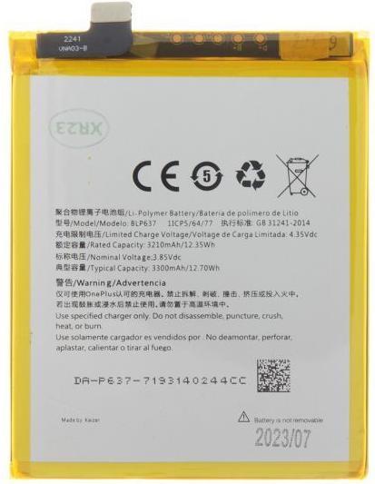 OnePlus BLP637 Batterie pour 5 3300mAh Li-Ion (OEM)