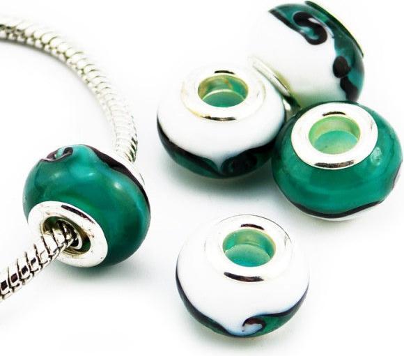 Image du produit Hermex Verre Bead argenté 925 - Vert argenté (Alliage métallique, Verre)