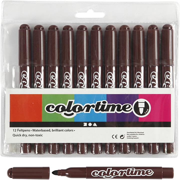 Creativ Company Donkerbruine Jumbo Pens, 12pcs. (Dark brown, 5 mm, 12 x)