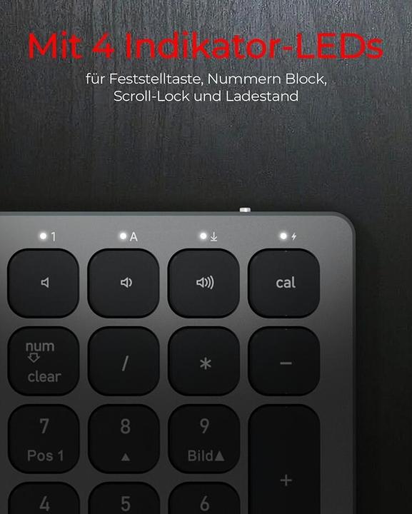 Actual product image KeySonic Full-Size Aluminum Keyboard, Bluetooth® & RF, for Win & macOS (DE, Wireless)