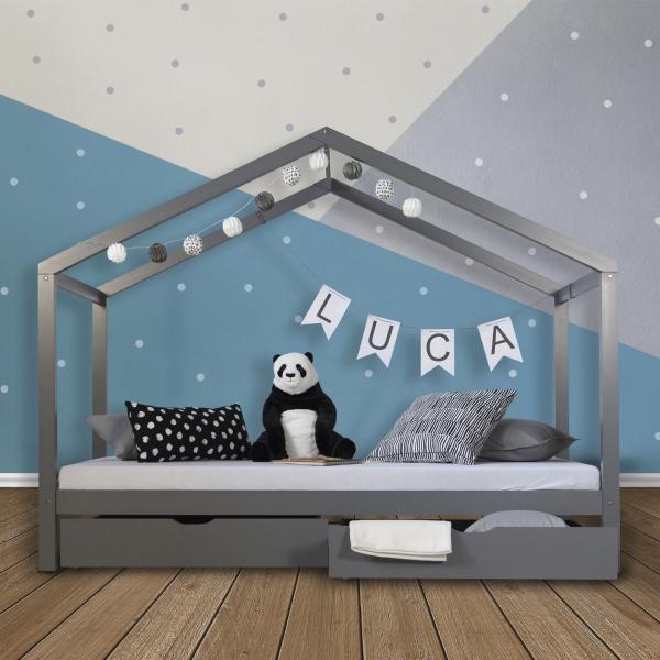 Actual product image Homestyle4u Children's bed House bed with mattress and bed base (90 x 200 cm)