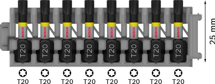 Image du produit Bosch Zubehör Embout de vissage PRO Torx Impact Bit, T20, 25 mm, 8 pcs. (T20)