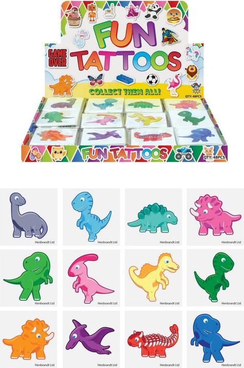 Actual product image Henbrandt Cute Dinosaurs Temporary Tattoo (Pack of 96)
