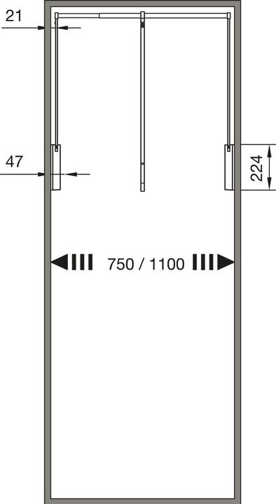 Produktbild Servetto Kleiderlift für Kleiderlift T3 verstellbar 750-1100mm, anthrazit (1 Stk.)