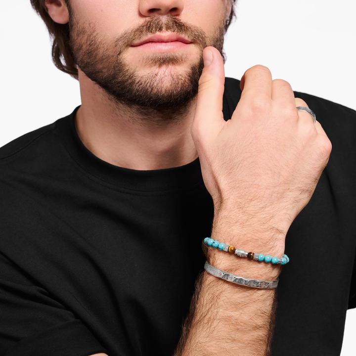 Actual product image Thomas Sabo Bracelet with Turquoise Beads and Tiger Eye Beads Silver (15.50 cm, Blackened, 925 sterling silver)