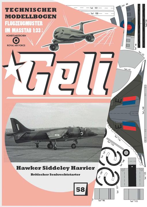 Produktbild Geli hawker siddeley harrier kartonmodell
