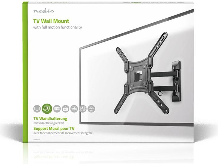 Produktbild Nedis Vollbewegliche TV-Wandhalterung - 23 - 55" - Max. 30 kg - 3 Drehpunkte - Drehwinkel: 180 ° - (Wand, 55", 30 kg)