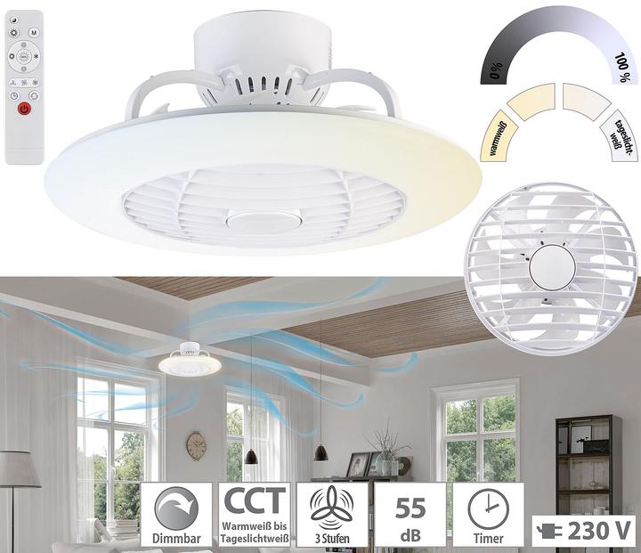 Produktbild Sichler 2in1-Deckenleuchte & Ventilator mit Fernbedienung (55 dB)