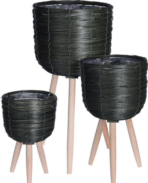 Image du produit Natura Punto Supports pour pots de fleurs en bois tressé, lot de 3